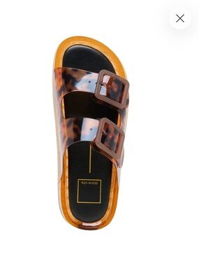 Dolce Vita Clear Tortoiseshell Double-Buckle Slide Sandal - Amber Brown